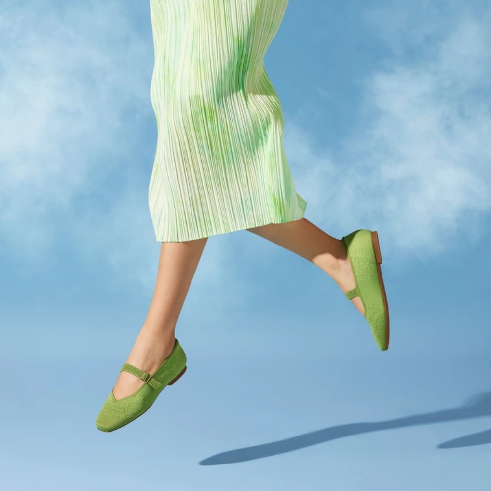 NWOT Vivaia Margot Pistachio Ombre Square Toe Mary Jane Flats Sz 37 Balletcore - Picture 3 of 15